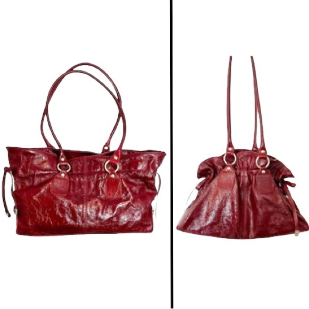 Vintage Maurizio Taiuti Italy Genuine Leather Burgundy Red Shoulder Purse Bag